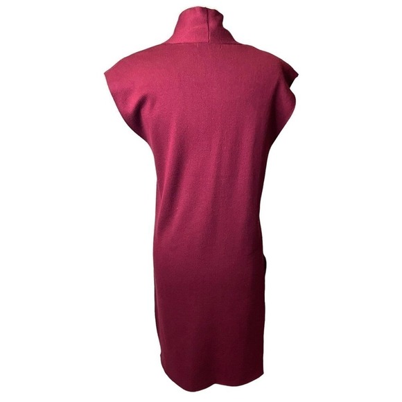 Joan Vass Duster Maxi Cardigan Sweater Open Front Pockets Duster Small Maroon - Picture 4 of 10